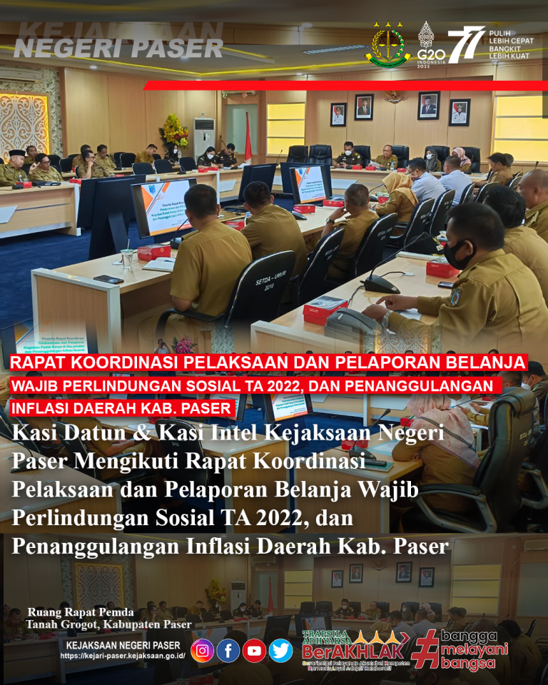 Bidang Perdata dan Tata Usaha Negara Kejaksaan Negeri Paser menghadiri agenda undangan Rapat Koordinasi dari Sekretariat Daerah Pemerintah Kab. Paser