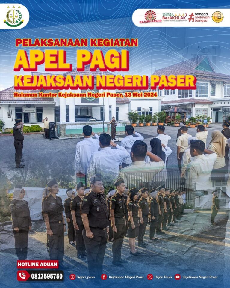 kegiatan Apel Pagi dihalaman kantor kejaksaan negeri Paser