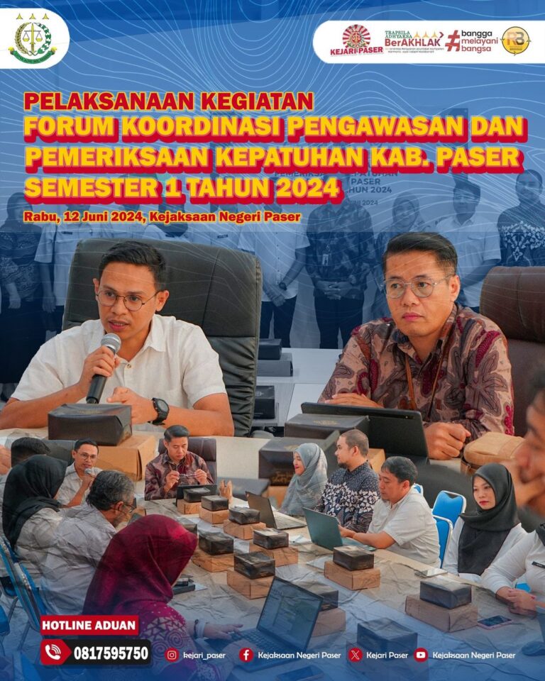 Pelaksaan Kegiatan Forum Koordinasi Pengawasan dan Pemeriksaan Kepatuhan Kabupaten Paser Semester 1 tahun 2024