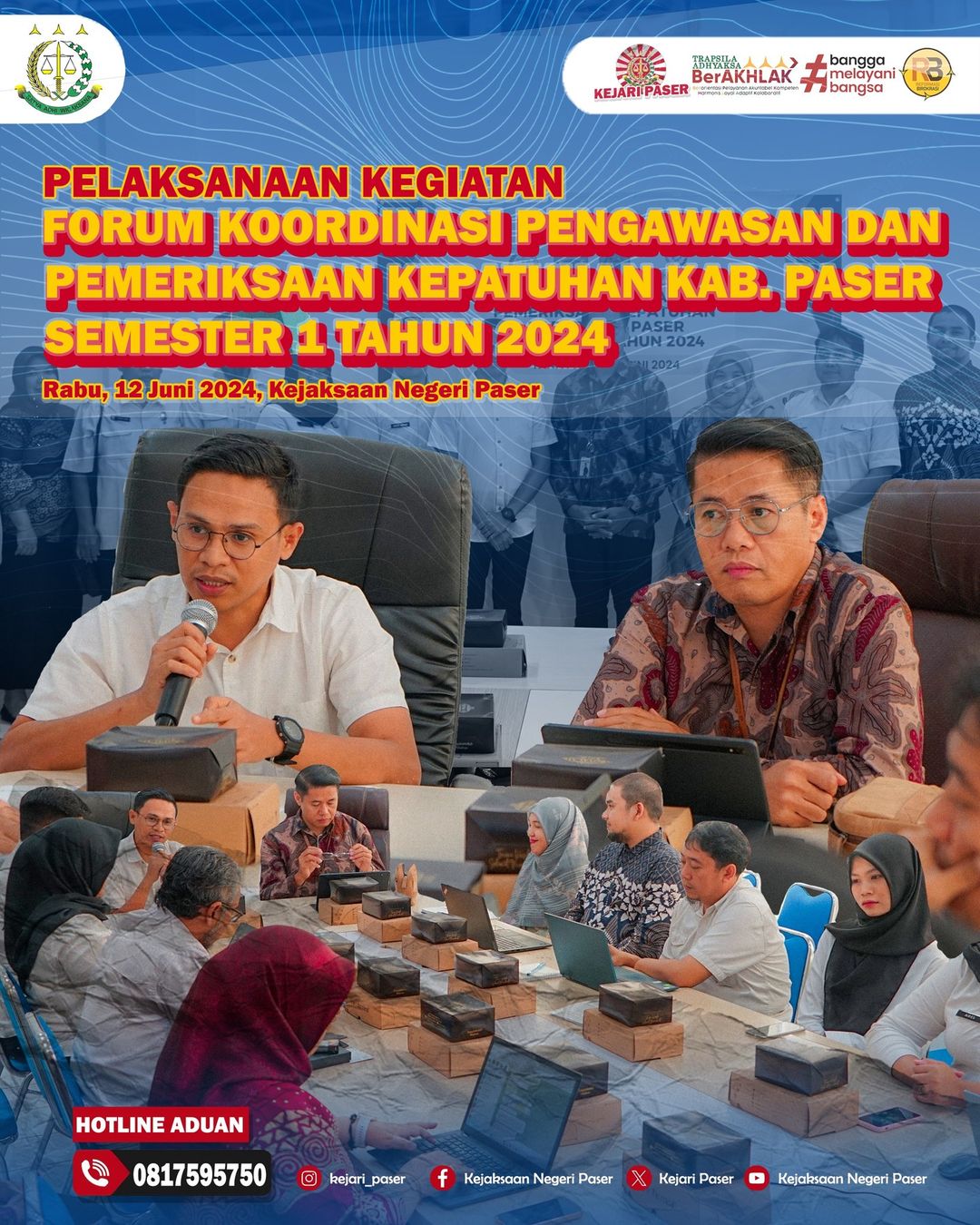Pelaksaan Kegiatan Forum Koordinasi Pengawasan dan Pemeriksaan Kepatuhan Kabupaten Paser Semester 1 tahun 2024