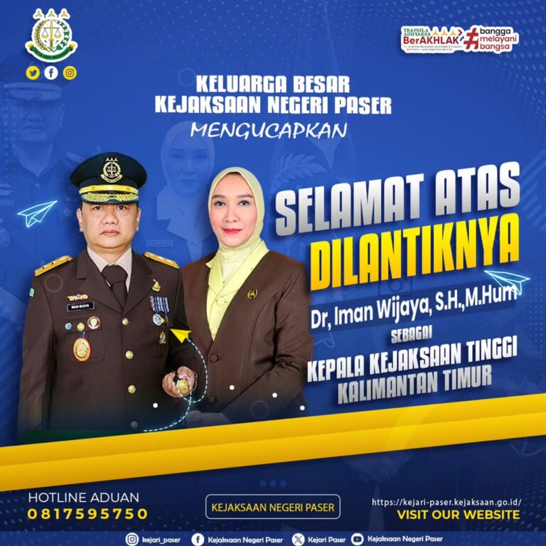 Selamat atas dilantiknya Bapak Dr. Iman Wijaya, S.H.,M.Hum. Sebagai Kepala Kejaksaan Tinggi Kalimantan Timur