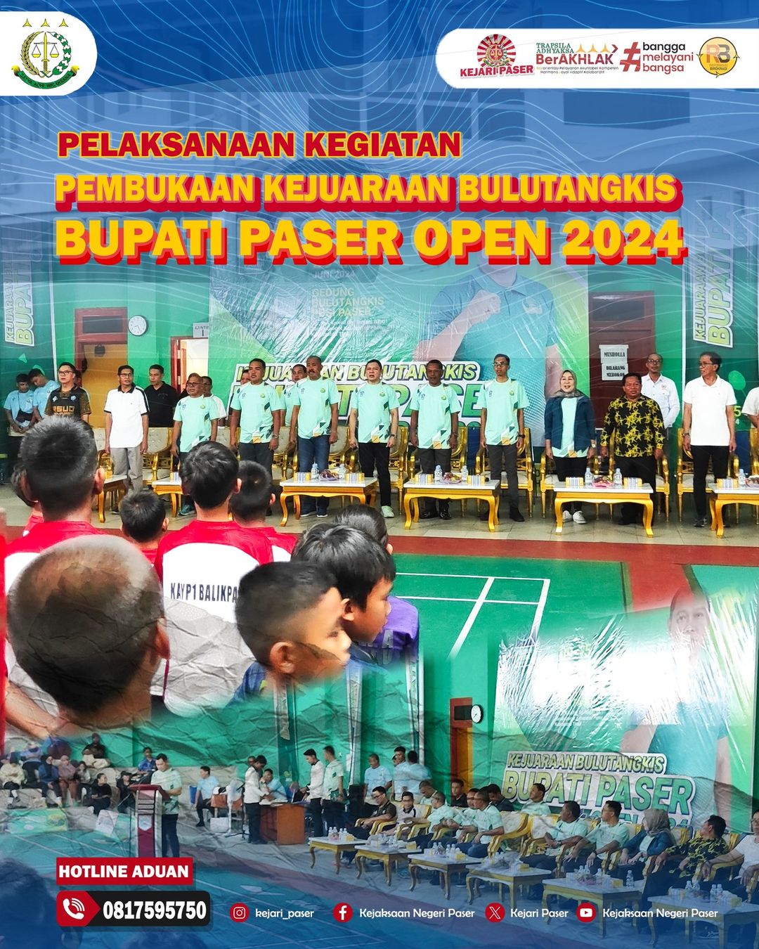Pelaksaan Kegiatan Pembukaan Kejuaraan Bulutangkis Bupati Paser Open 2024.