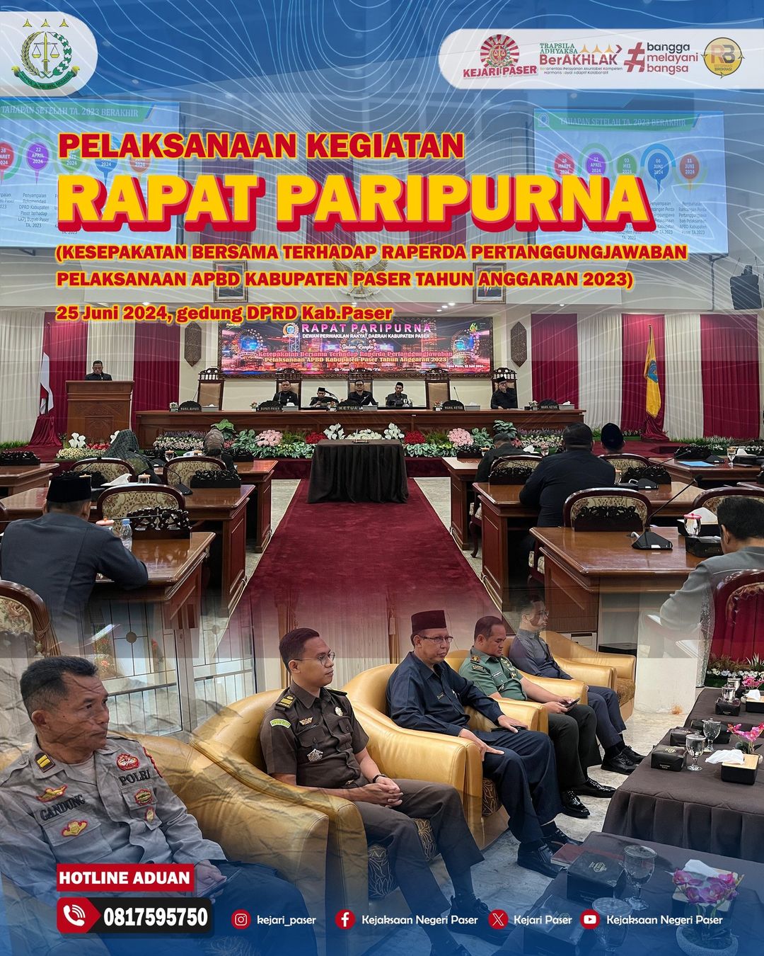 Pelaksaan Kegiatab  Rapat Rapat Paripurna (Kesepakatan Bersama Terhadap Raperda Pertanggungjawaban Pelaksanaan APBD Kabupaten Paser Tahun Anggaran 2023)