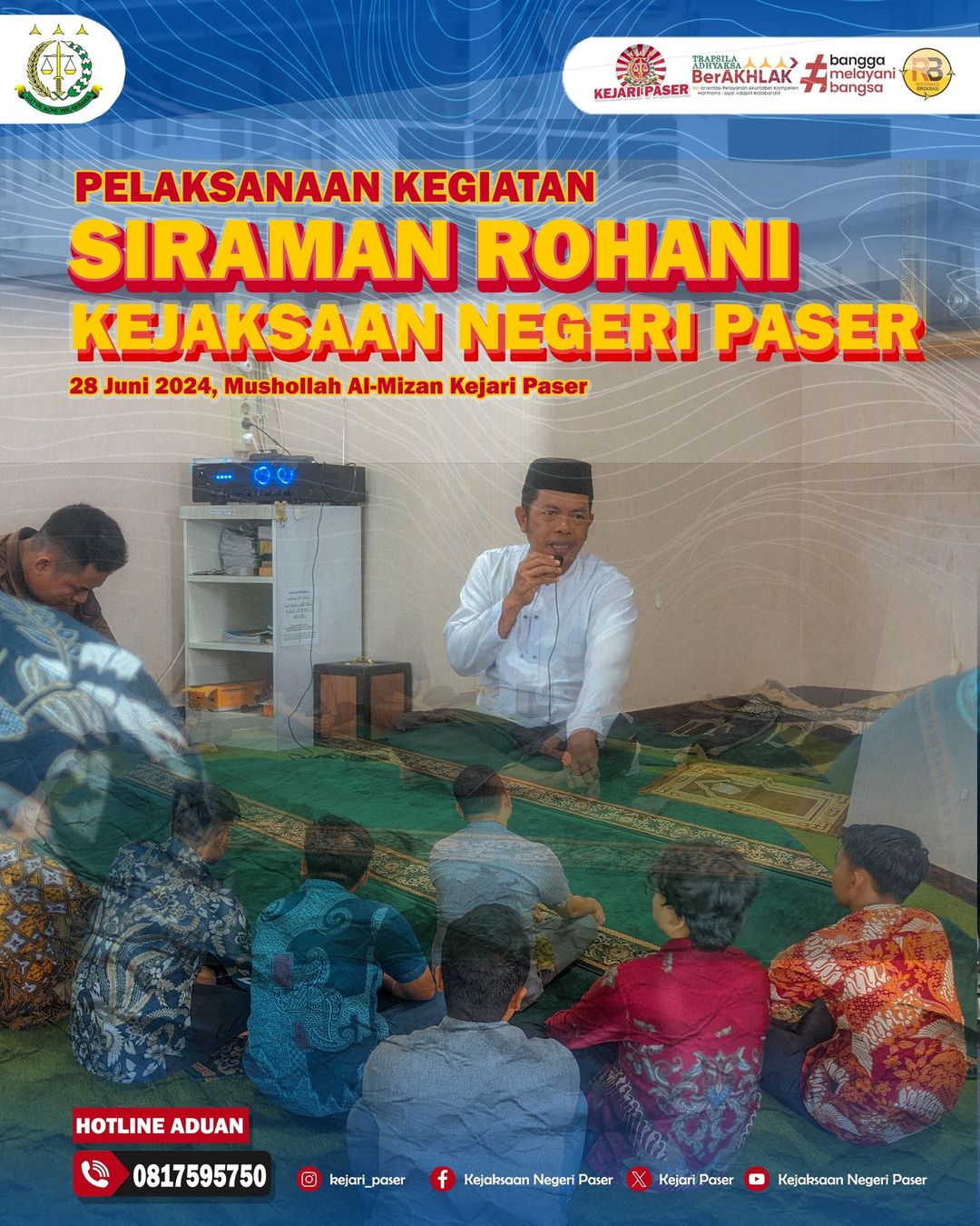Pelaksaan Kegiatan Siraman Rohani di musholla al-mizan Kejaksaan Negeri Paser