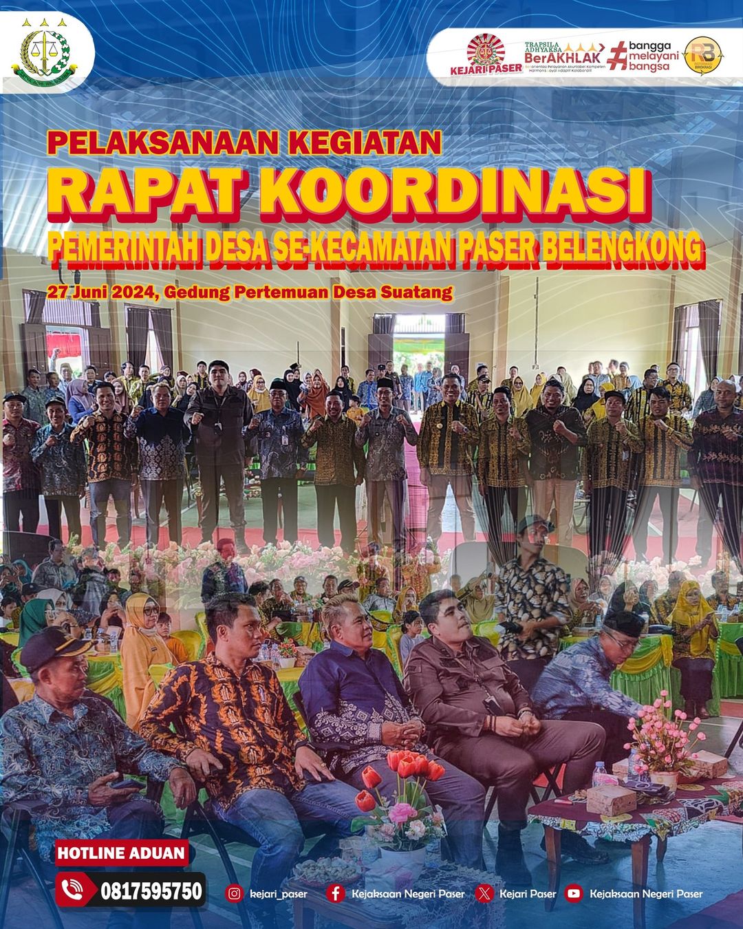 Pelaksaan Kegiatan Rapat Koordinasi Pemerintah Desa Se-Kecamatan Paser Belengkong sebagai Narasumber Materi Hukum