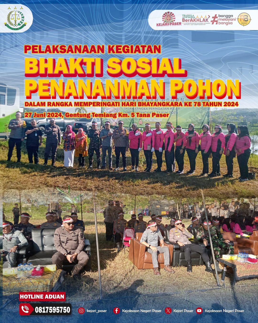 Pelaksaan Kegiatan Bhakti Sosial Penanaman Pohon dalam rangka memperingati hari Bhayangkara ke 78 tahun 2024