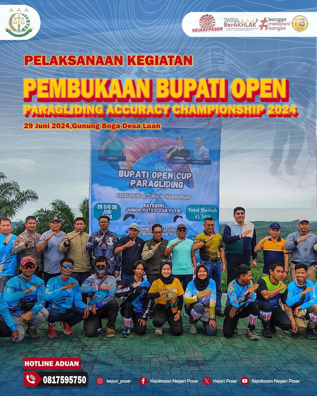 Pembukaan Bupati Open Paragliding Accuracy Championship 2024.