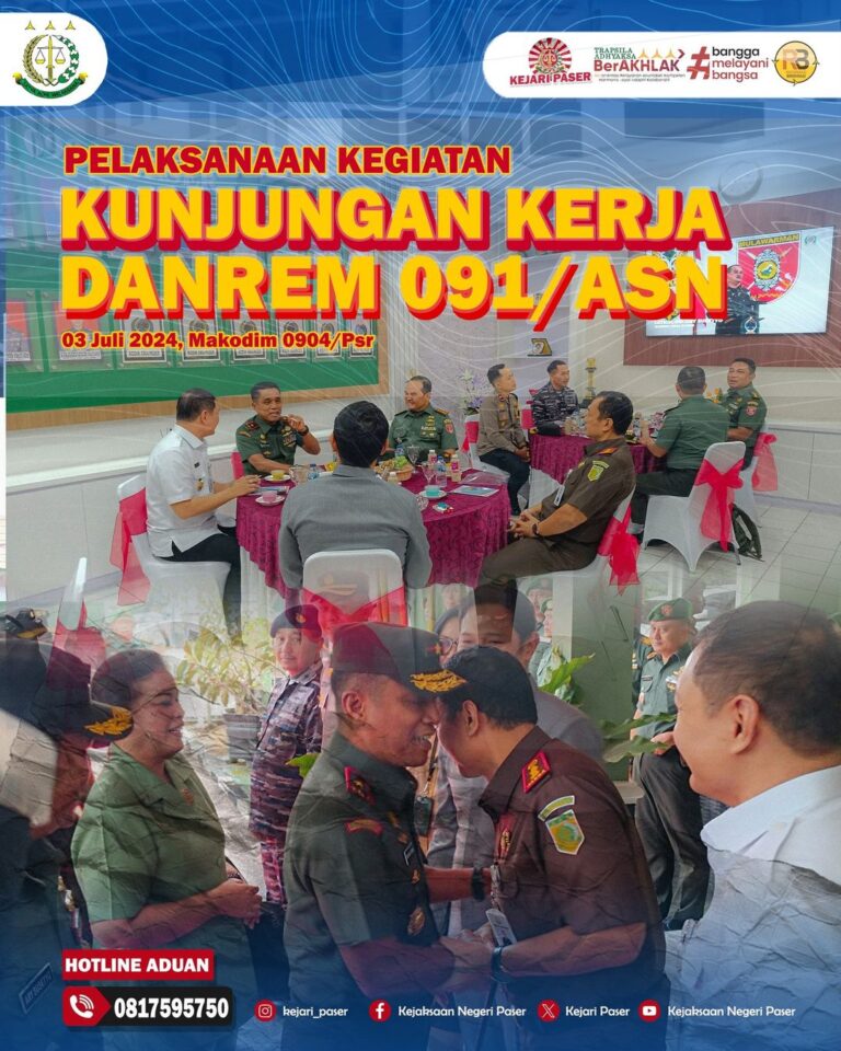 Pelaksaan Kegiatan Kunjungan Kerja Danrem 091/ASN yang bertempat di makodim 0904/Psr.