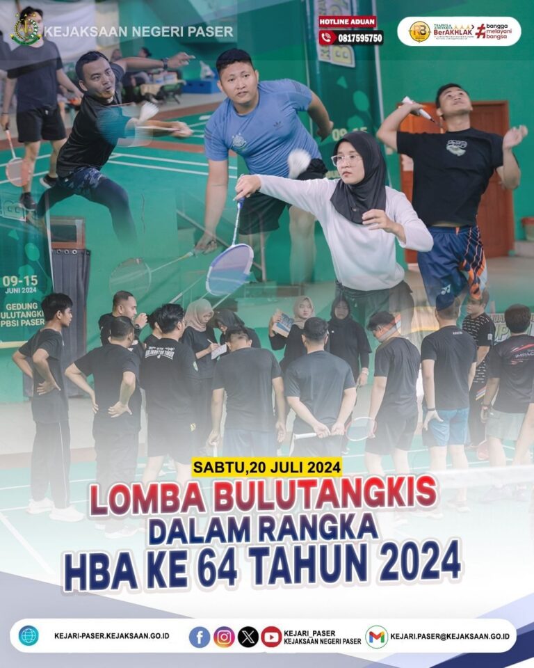 kegiatan Perlombaan Bulutangkis yang diikuti dan dihadiri seluruh Pegawai , PPnPN, dan Honorer Kejaksaan Negeri Paser.