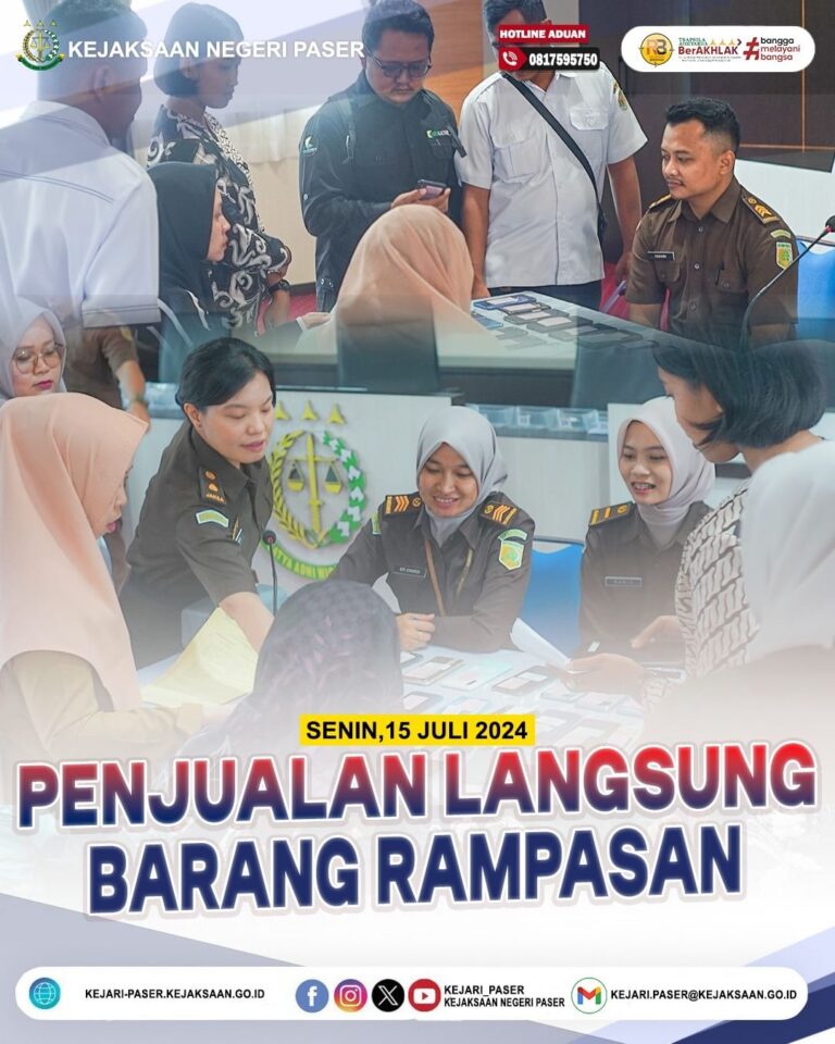 Penjualan Langsung Barang Rampasan yang bertempat di aula Kejaksaan Negeri Paser.