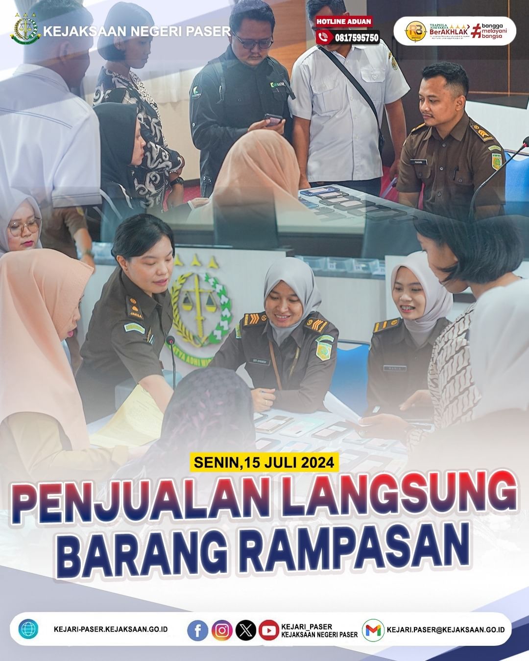 Penjualan Langsung Barang Rampasan yang bertempat di aula Kejaksaan Negeri Paser.