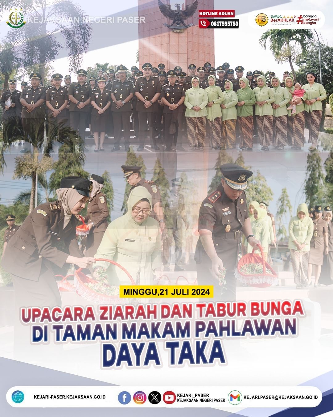 melaksanakan Ziarah ke Taman Makam Pahlawan dalam rangka Hari Bhakti Adhyaksa ke 64 dan Hari Ulang Tahun XXIV Ikatan Adhyaksa Dharmakarini Tahun 2024.