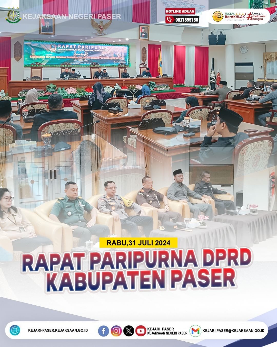Rapat Paripurna DPRD Kabupaten Paser Dalam Rangka Persetujuan Bersama Perubahan KUA dan Perubahan PPAS 2024.
