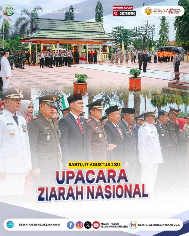 Upacara Ziarah Nasional yang merupakan rangkaian kegiatan HUT RI ke 79th bertempat di Taman Makam Pahlawan dan diikuti Bupati Paser serta Unsur Forkopimda Kabupaten Paser