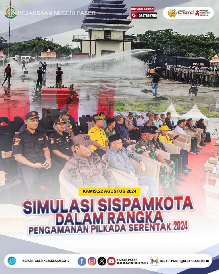 kegKegiatan Simulasi SISPAMKOTA Polres Paser dalam rangka Pengamanan Pilkada Serentak 2024.