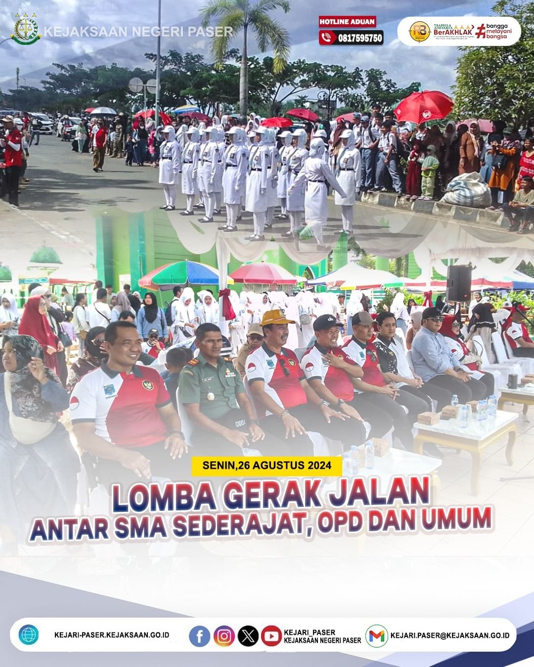 kegiatan lomba gerak jalan Antar SMA Sederajat, OPD dan Umum, dalam rangka HUT Kemerdekaan RI ke 79th Tahun 2024
