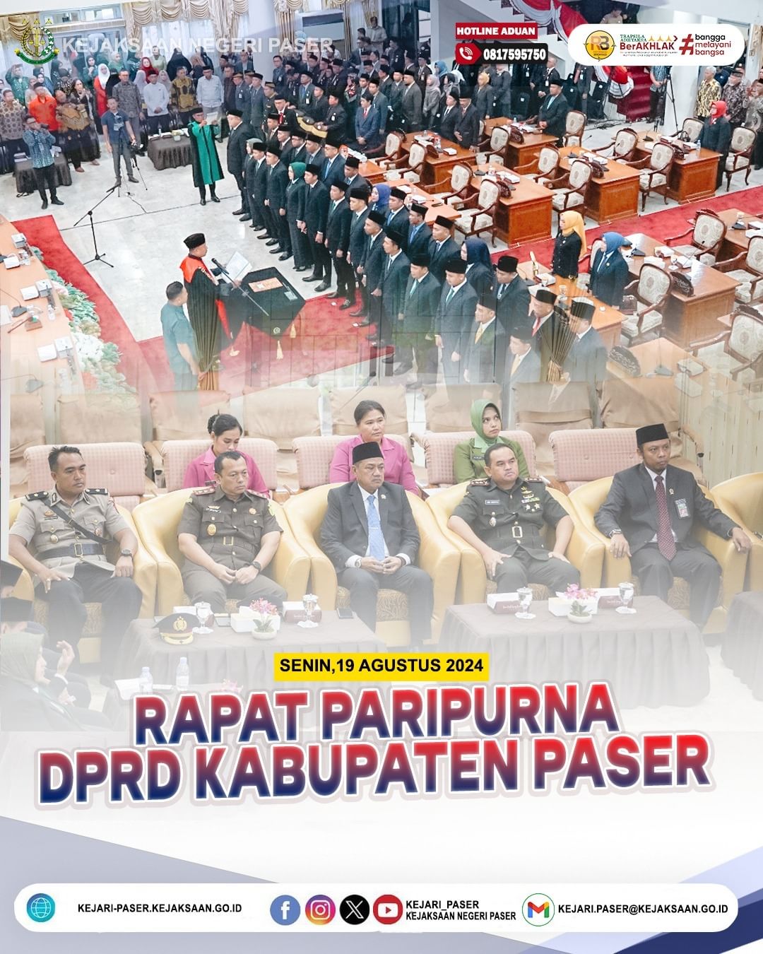 Rapat Paripurna DPRD dalam rangka Pengucapan Sumpah / Janji Anggota Dewan Perwakilan Rakyat Daerah Kabupaten Paser Masa Jabatan 2024 - 2029.