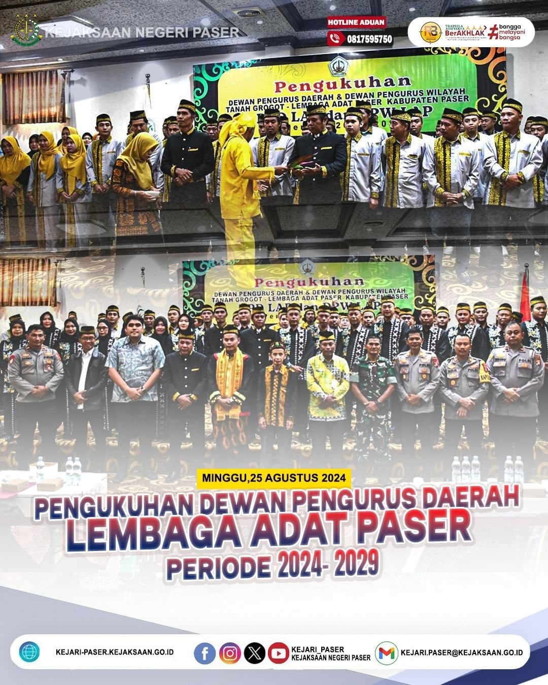 Pengukuhan Dewan Pengurus Daerah & Dewan Pengurus Wilayah Tanah Grogot - Lembaga Adat Paser Kabupaten Paser (DPD LAP dan DPW LAP) Periode 2024 - 2029