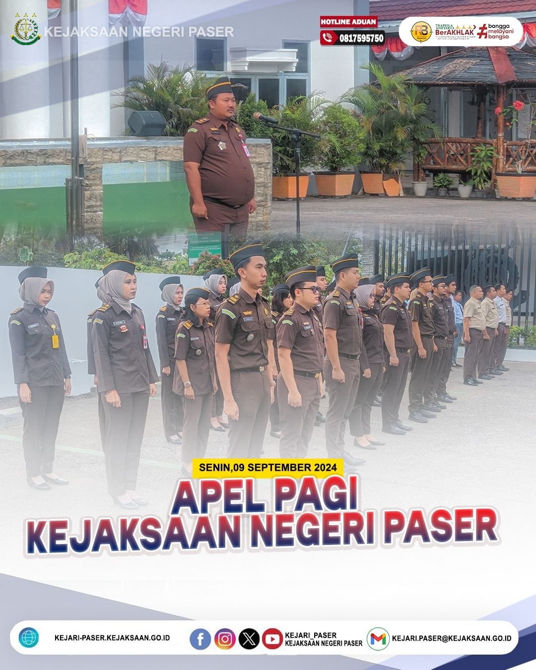Kegiatan Apel Pagi yang diikuti seluruh Pegawai, CPNS, PPnPN dan Honorer Kejaksaan Negeri Paser