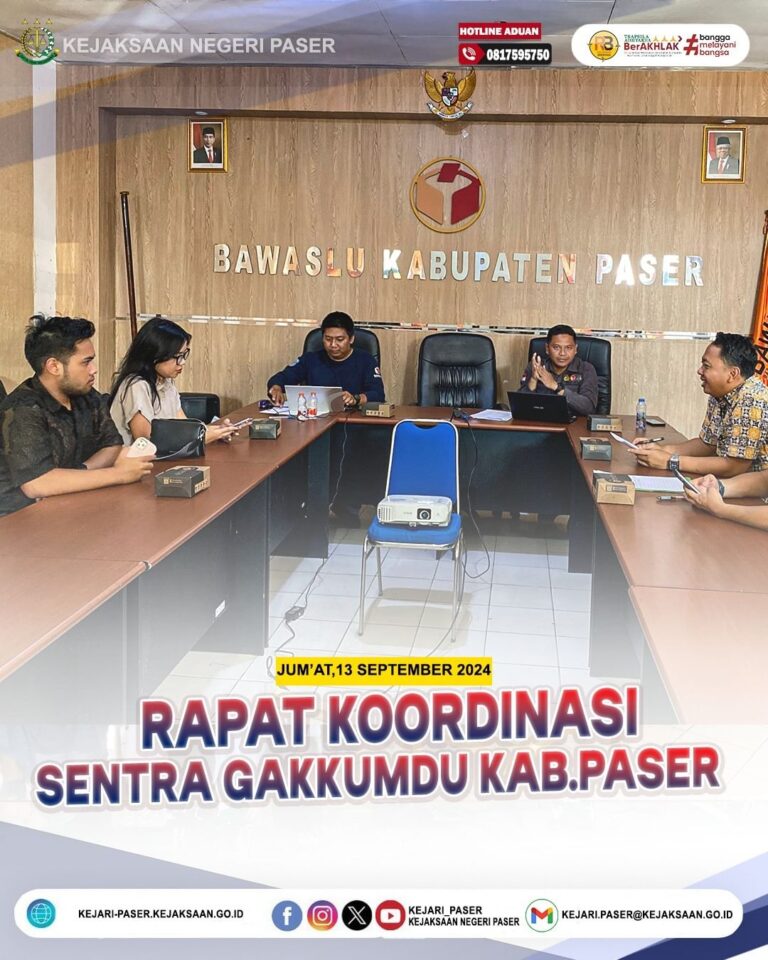 Kegiatan Rapat Koordinasi Sentra Gakkumdu Kab Paser.