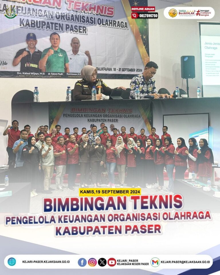 kegiatan acara Bimbingan Teknis Pengelola Keuangan Organisasi Olahraga Kabupaten Paser