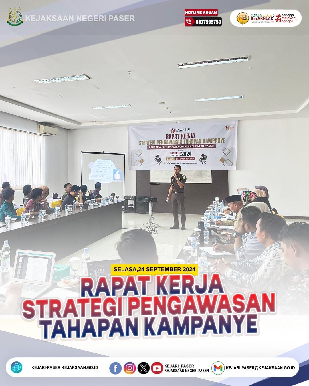 kegiatan Rapat Kerja Strategi Pengawasan Tahapan Kampanye bersama sentra gakkumdu kabupaten paser pada pemilihan serentak 2024.