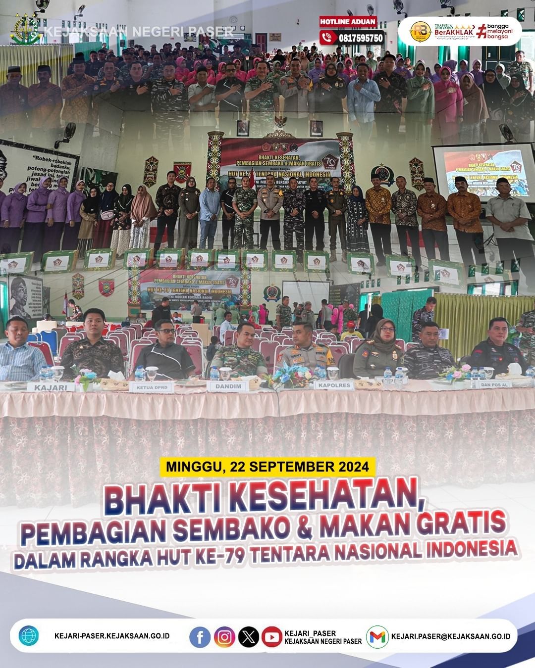 Undangan dengan agenda “Bakti sosial dan bakti kesehatan dalam rangka HUT TNI ke-79 tahun 2024”.