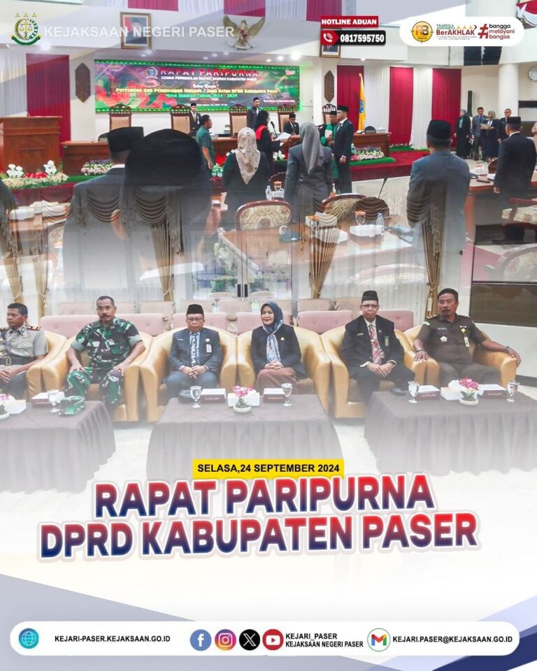 egiatan RAPAT PARIPURNA Dalam Rangka Peresmian dan pengucapan sumpah/ janji ketua DPRD kabupaten Paser masa jabatan Tahun 2024-2029