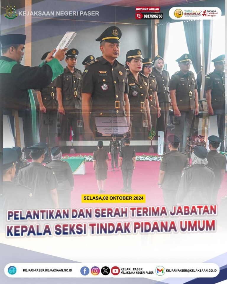 Pelantikan dan Serah Terima Jabatan Kepala Seksi Tindak Pidana Umum
