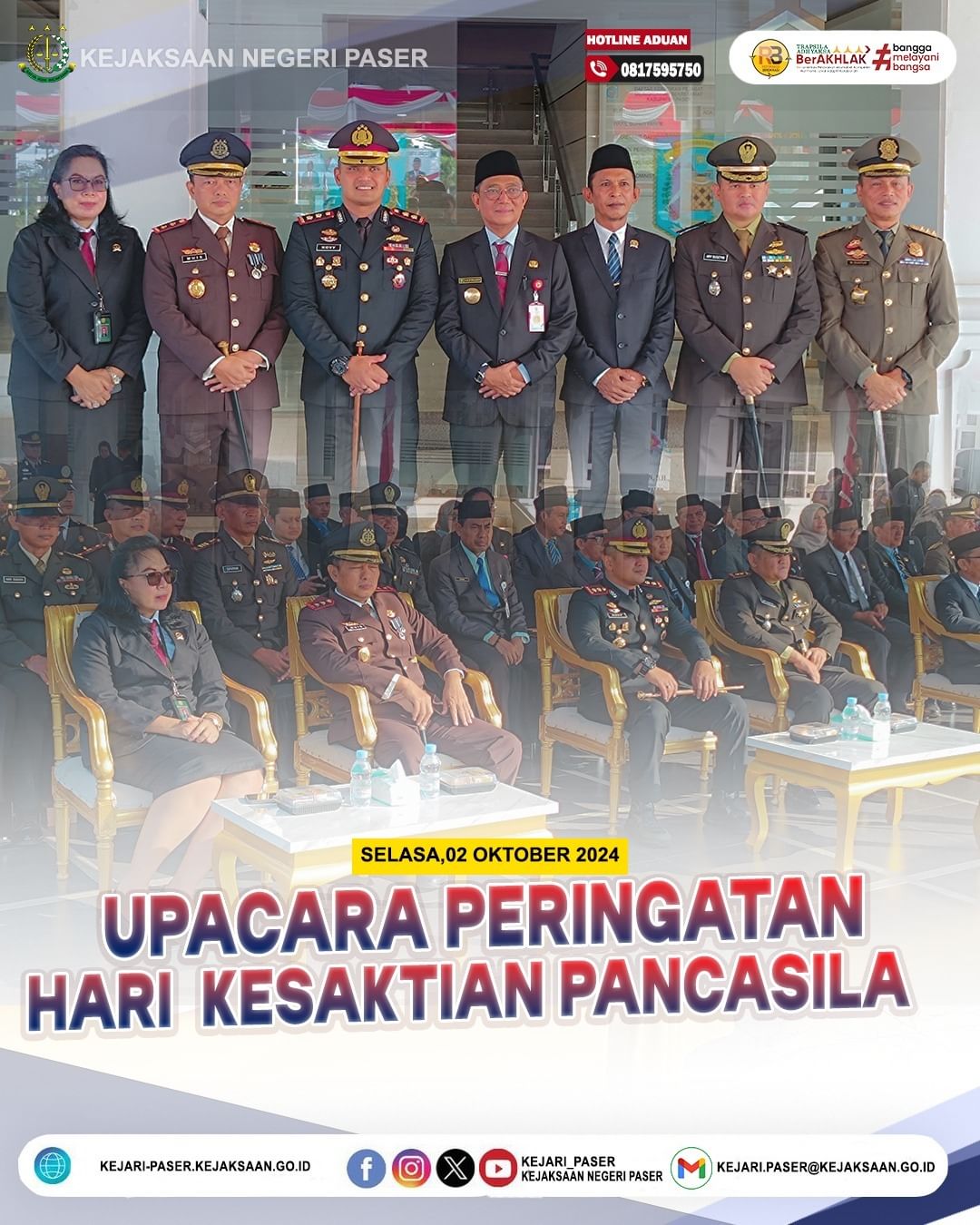 menghadiri Upacara Peringatan Hari Kesaktian Pancasila Tahun 2024 dengan tema "Bersama Pancasila Kita Wujudkan Indonesia Emas".