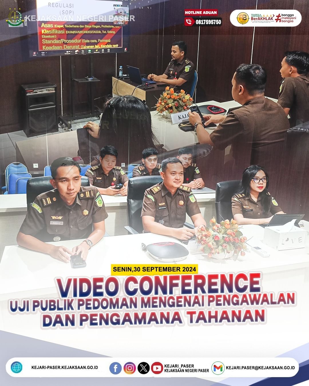 kegiatan Video Conference perihal Uji Publik Pedoman tentang Pengawalan dan Pengamanan Tahanan.