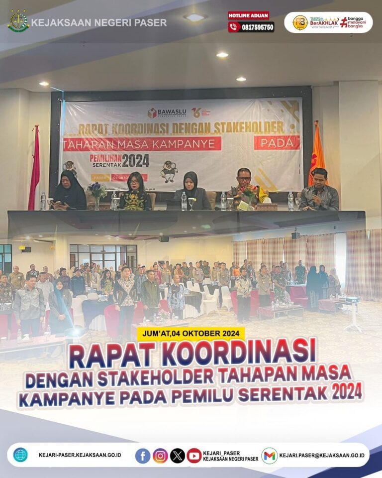 kegiatan Rapat Koordinasi Dengan Stakeholder Pada Tahapan Masa Kampanye Pemilihan Tahun 2024 di Kab Paser