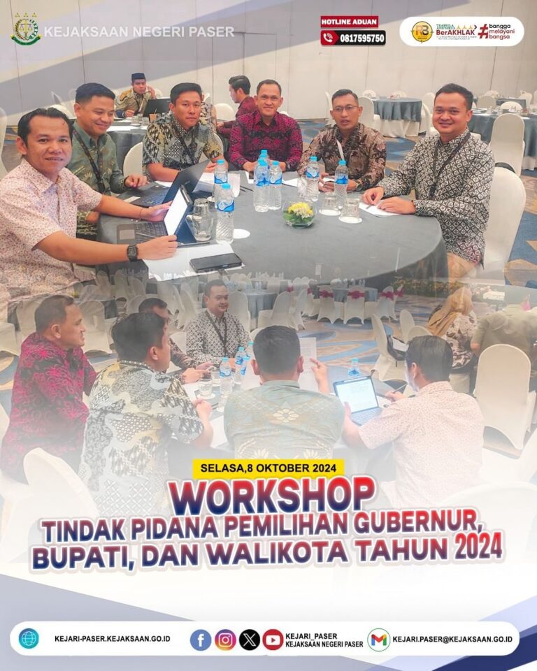 Workshop Tindak Pidana Pemilihan Gubernur, Bupati dan Walikota Tahun 2024 yang diselenggarakan Bawaslu RI
