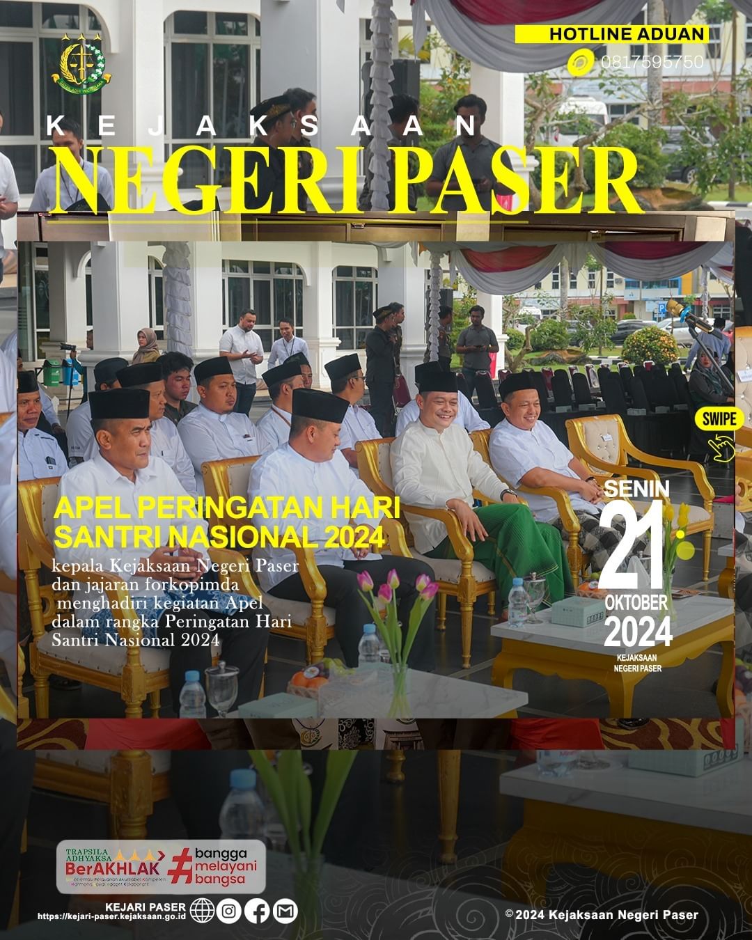 kegiatan Apel Hari Santri Nasional 2024 dalam rangka Hari Santri Nasional (HSN).