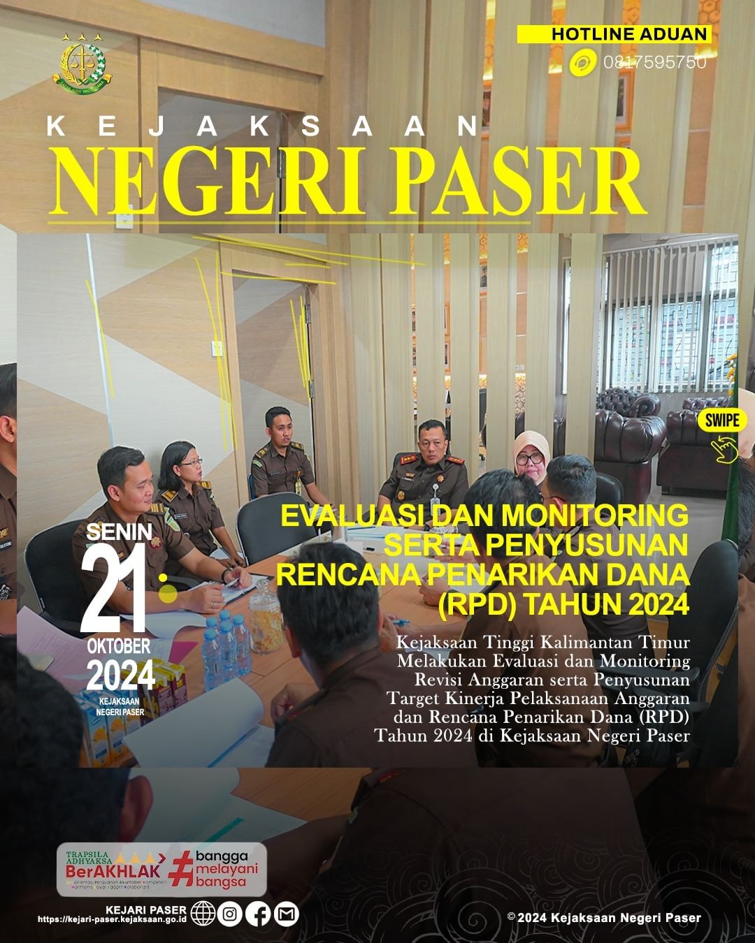 kegiatan Evaluasi dan Monitoring Revisi Anggaran serta Penyusunan Target Kinerja Pelaksanaan Anggaran dan Rencana Penarikan Dana (RPD) Tahun 2024.