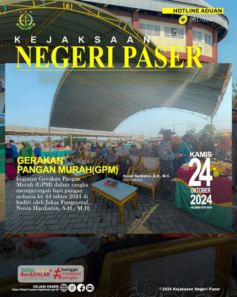 kegiatan gerakan pangan murah (GPM) dalam rangka memperingati hari pangan sedunia ke 44 tahun 2024