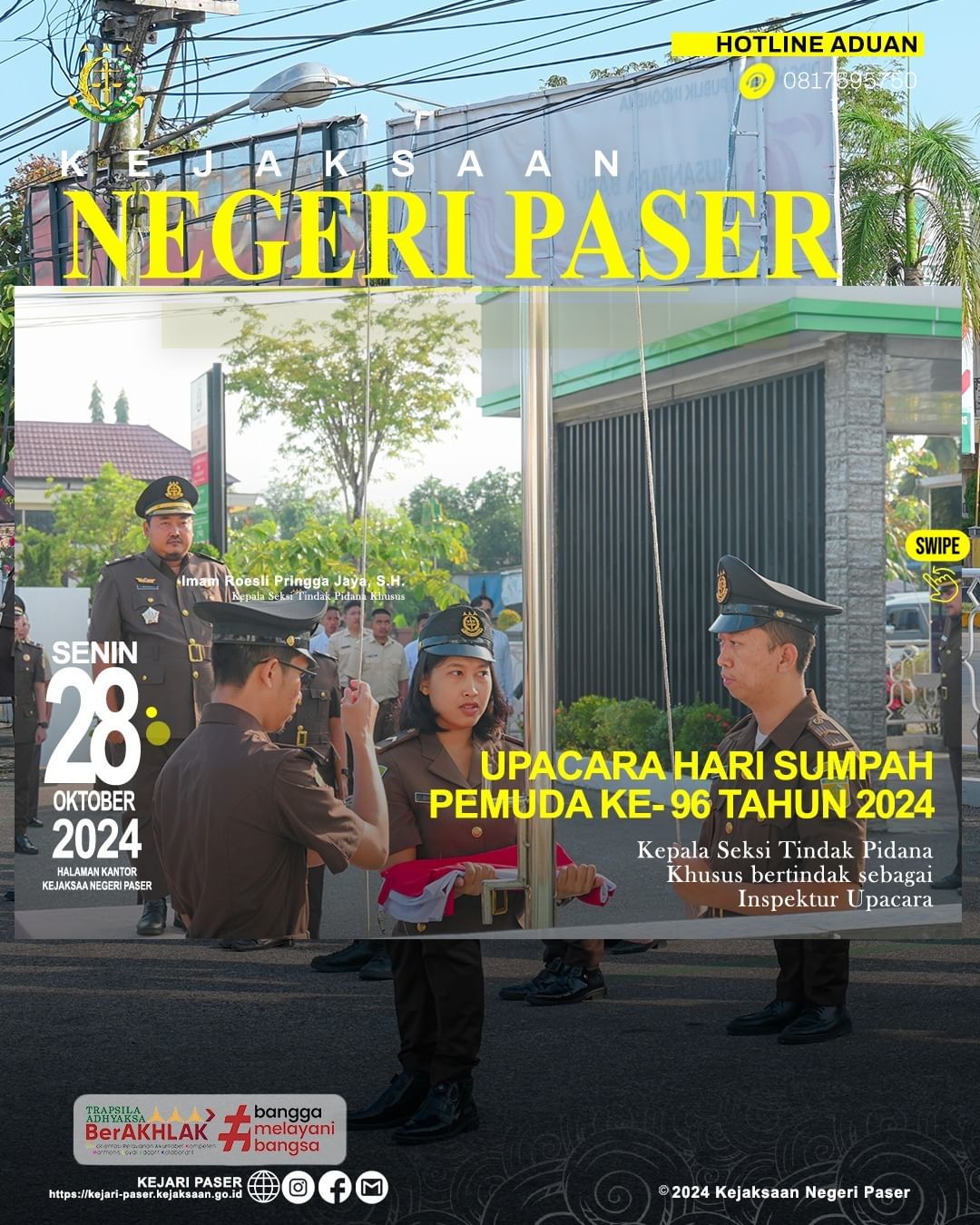 Kejaksaan Negeri Paser melaksanakan kegiatan Upacara Hari Sumpah Pemuda Tahun 2024