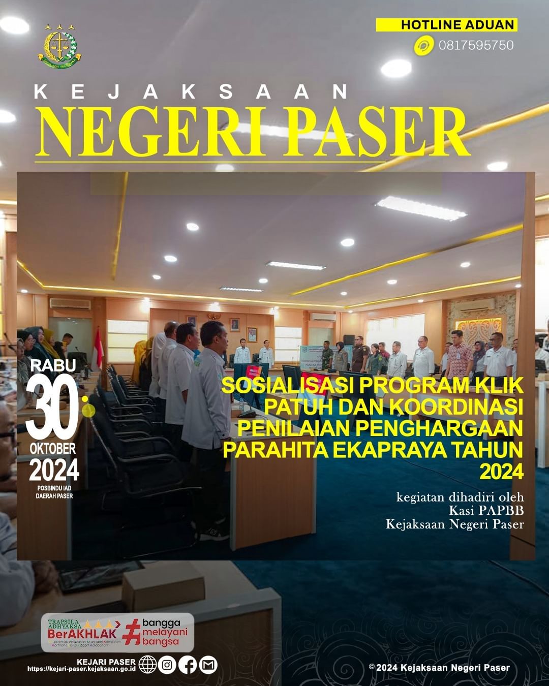kegiatan Sosialisasi Pemberdayaan Peran Kepala Keluarga melalui Program Klik Patuh dan Koordinasi Penilaian Penghargaan Parahita Ekapraya Tahun 2024