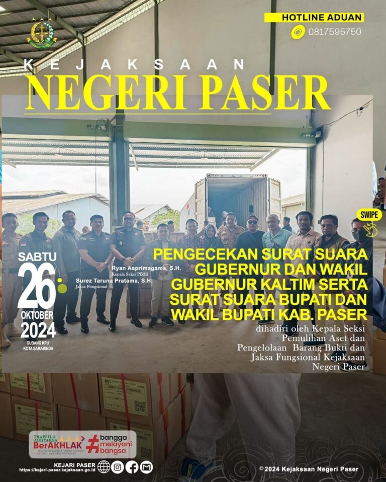 kegiatan pengecekan surat suara Gubernur dan Wakil Gubernur Kaltim serta Surat Suara Bupati dan Wakil Bupati Kabupaten Paser