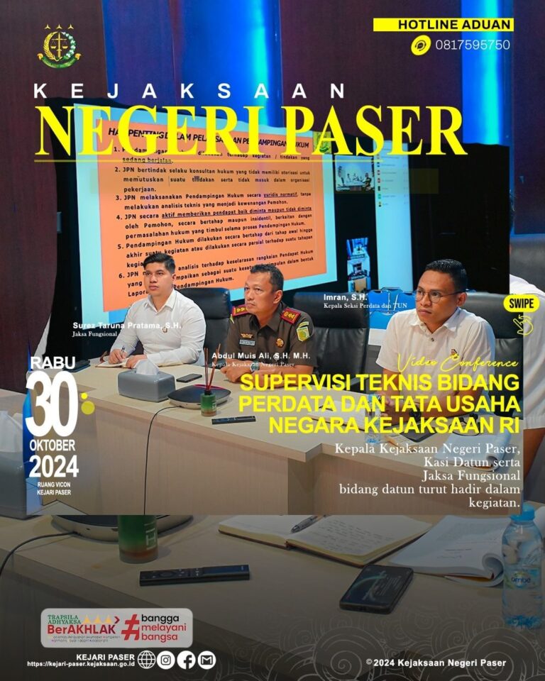 kegiatan Vicon Pelaksanaan Supervisi Teknis Bidang Perdata dan Tata Usaha Negara Kejaksaan Agung Republik Indonesia