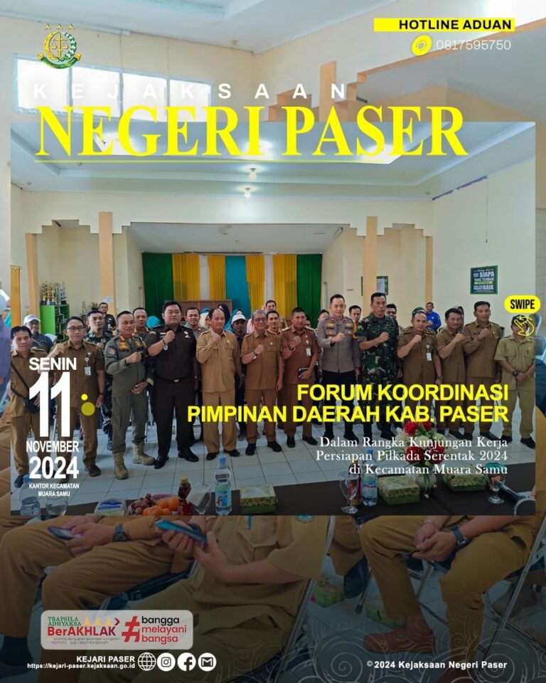 kegiatan Kunjungan Kerja PJ Bupati Paser ke Kantor Kecamatan Muara Samu dalam rangka Persiapan Pilkada Serentak 2024.