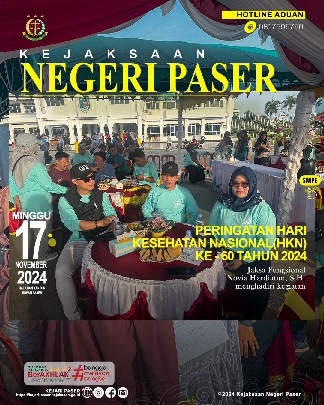kegiatan Peringatan Hari Kesehatan Nasional (HKN) ke-60 tahun 2024 di Jl. RM Noto Sunardi, Tanah Grogot, Kabupaten Paser.