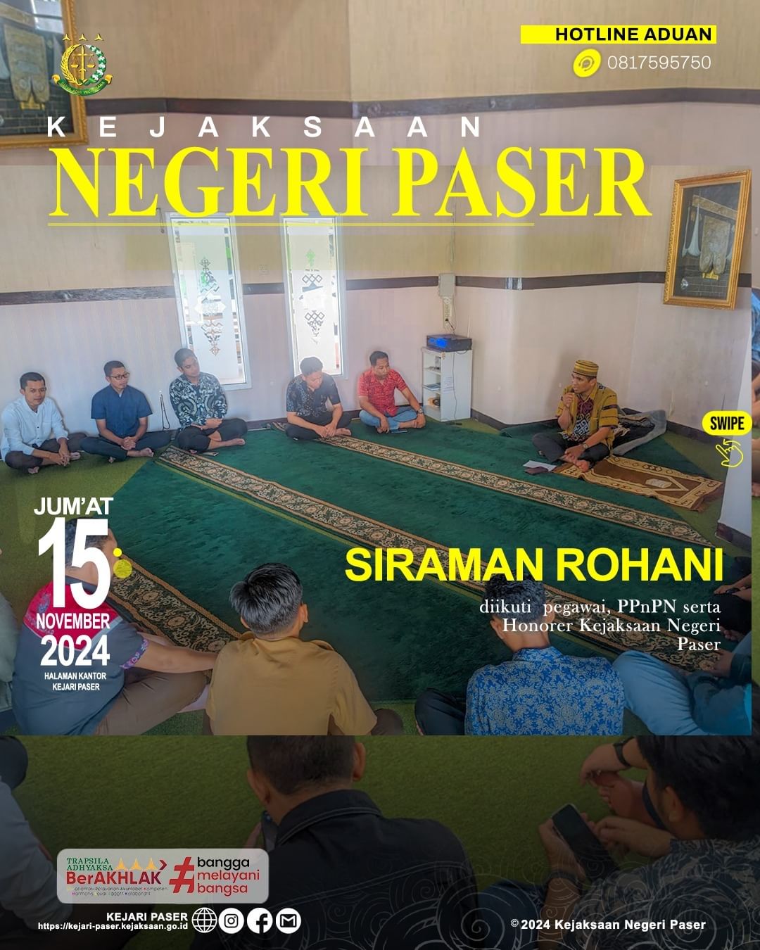 kegiatan Kerohanian (Tausiah) di Musholla Al- Mizan Kejaksaan Negeri Paser.