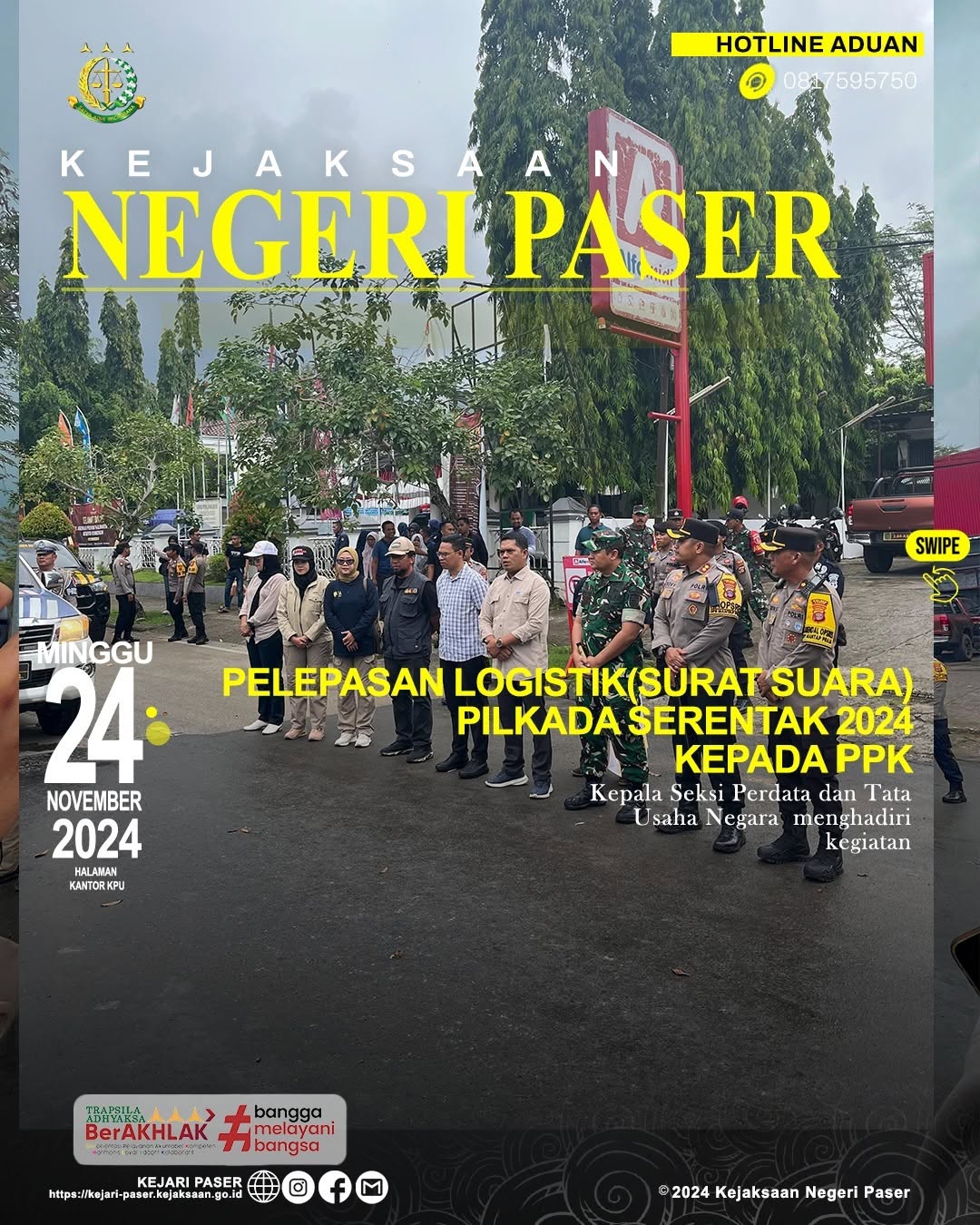 acara Pelepasan Logistik (Surat Suara) Pilkada Serentak 2024 kepada PPK