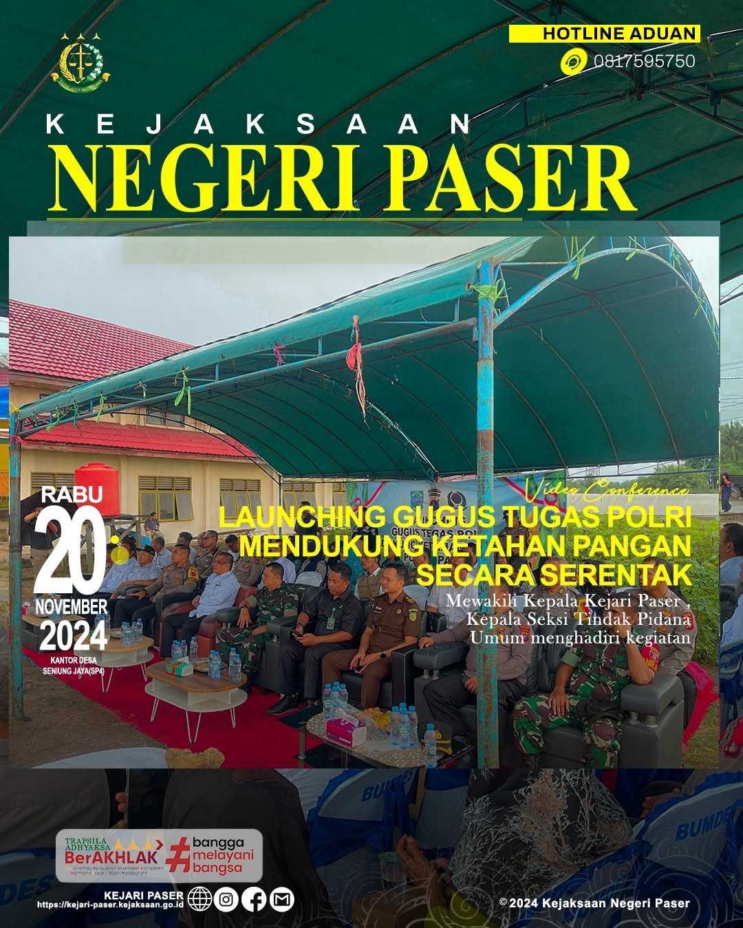 Kegiatan zoom meeting launching gugus tugas polri mendukung ketahanan pangan secara serentak.