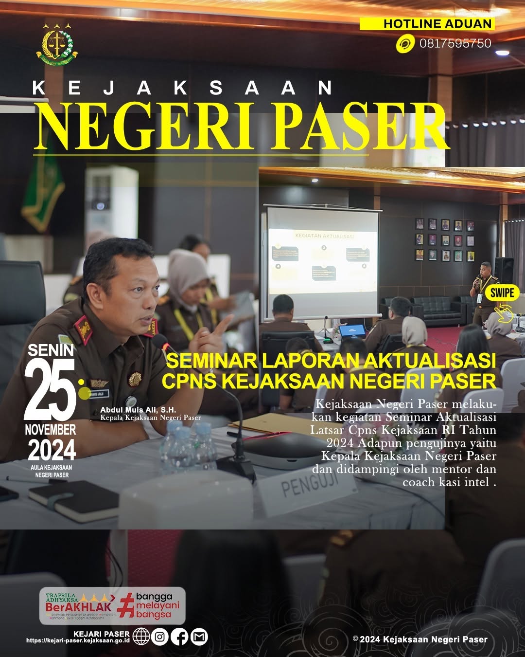 kegiatan Seminar Aktualisasi Latsar Cpns Kejaksaan RI Tahun 2024