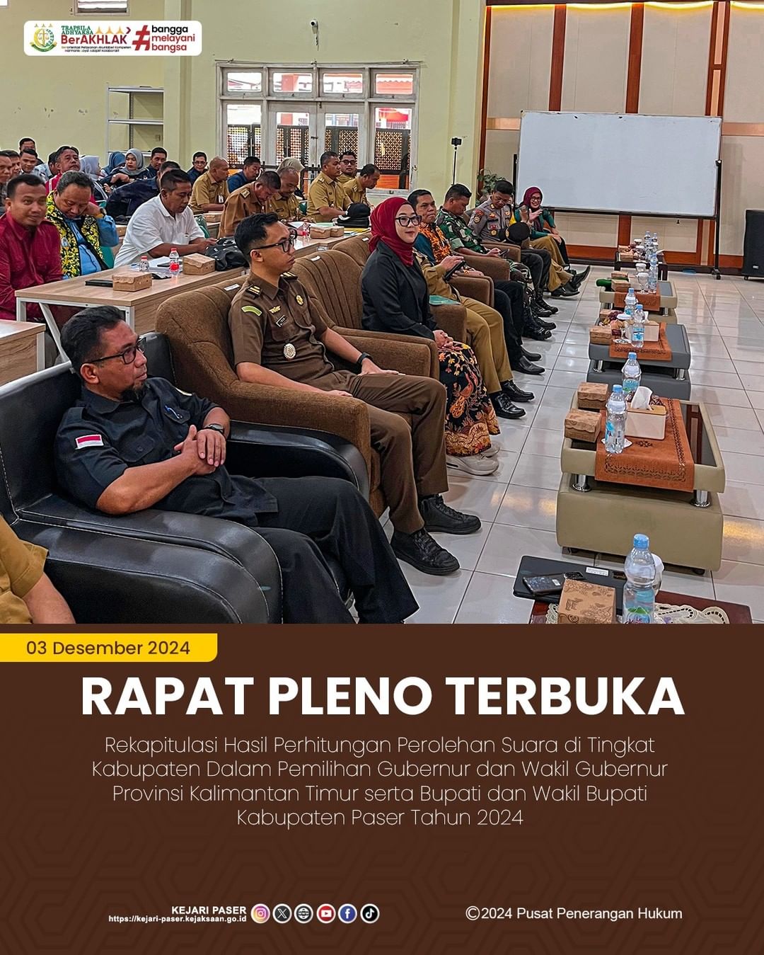 acara Pembukaan Rapat Pleno Rekapitulasi Perhitungan Suara tingkat Kabupaten pada Pilkada Serentak 2024 Kab. Paser.