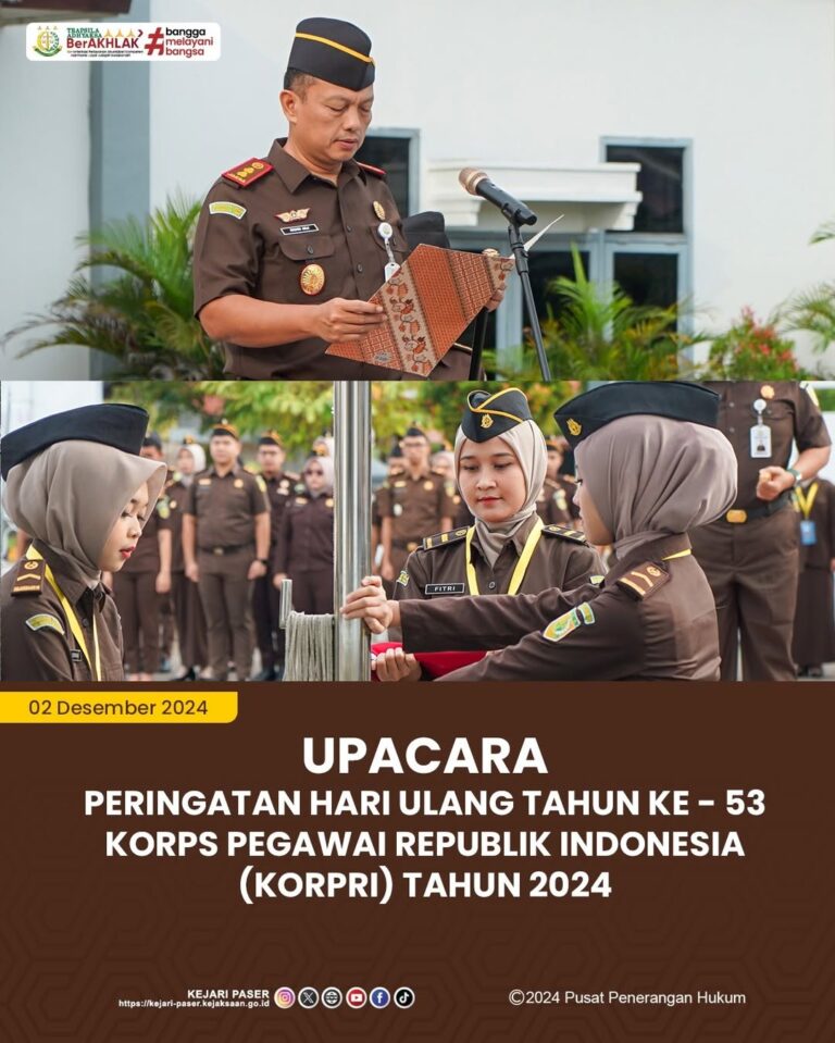Upacara Peringatan Hari Ulang Tahun Ke-53 Korps Pegawai Republik Indonesia (Korpri) Tahun 2024.
