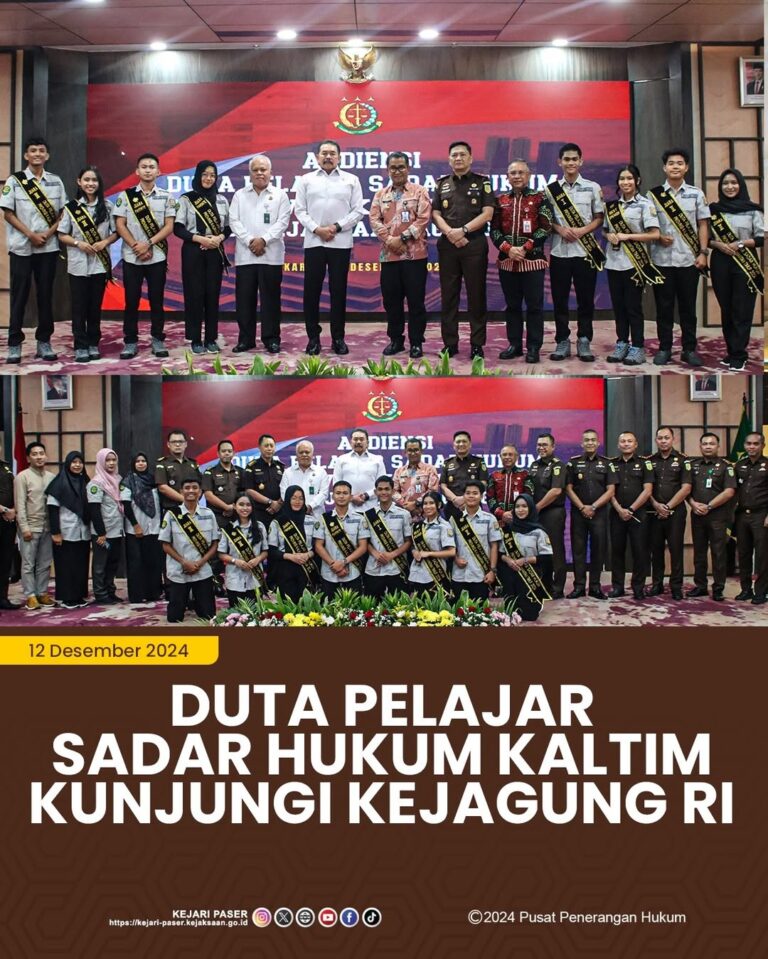 Duta Pelajar Sadar Hukum Kaltim Kunjungi Kejagung RI