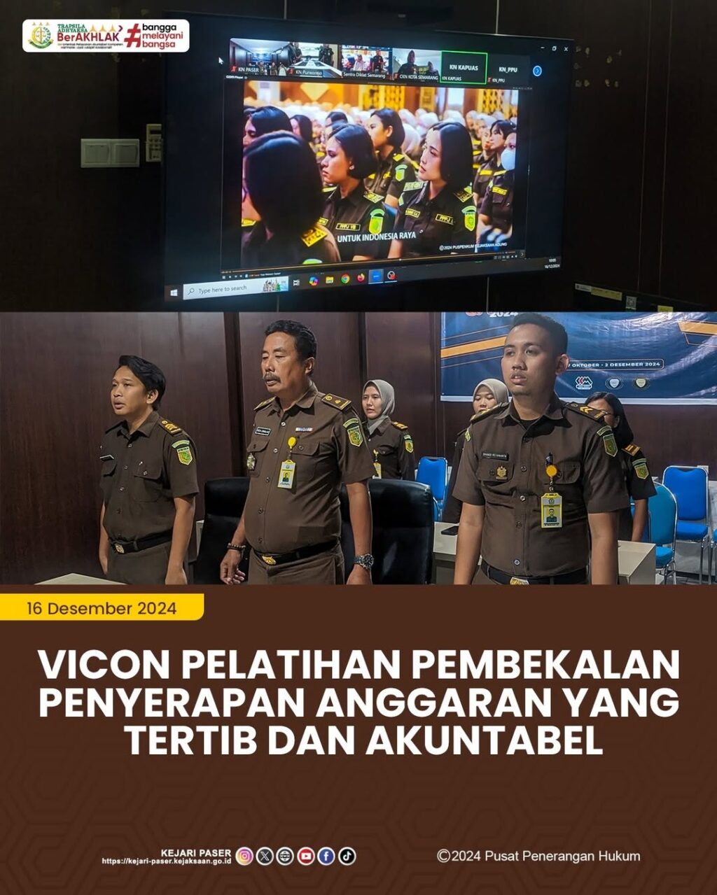 kegiatan Vicon Pelatihan Pembekalan Penyerapan Anggaran Tertib dan Akuntabel